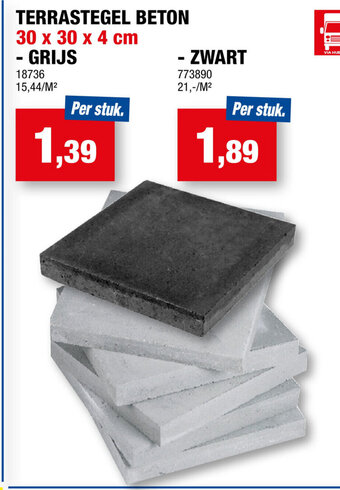Hubo Terrastegel beton 30 x 30 x 4 cm grijs aanbieding
