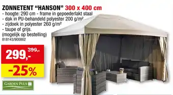 Hubo Garden plus zonnetent "hanson" 300 x 400cm aanbieding