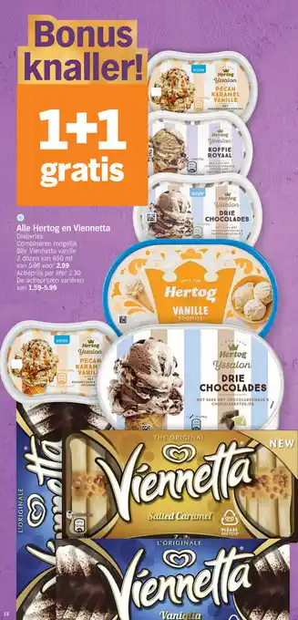 Albert Heijn Hertog en viennetta vanille 2 dozen van 650ml aanbieding