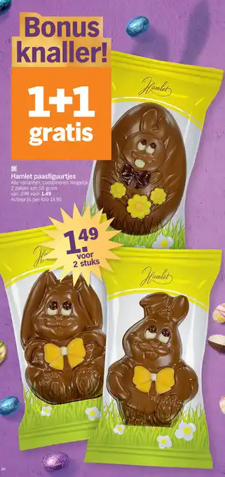 Albert Heijn Hamlet paasfiguurtjes 2 x 50 gram aanbieding