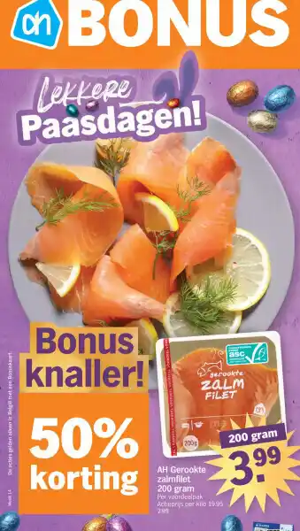 Albert Heijn Ah gerookte zalmfilet 200 gram aanbieding