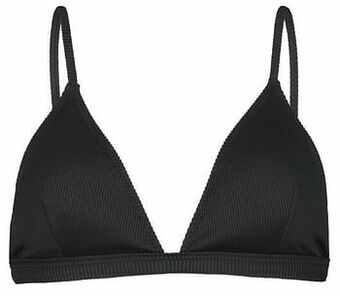 HEMA Dames Bikinitop Zonder Beugel - Rib Zwart (zwart)