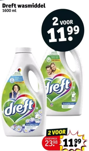 Kruidvat Dreft wasmiddel 1600 ml aanbieding