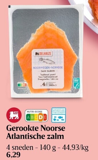 Delhaize Gerookte noorse atlantische zalm aanbieding