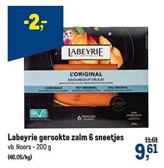 Makro Labeyrie gerookte zalm 6 sneetjes noors aanbieding