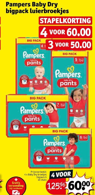 Kruidvat Pampers Baby Dry Bigpack Luierbroekjes aanbieding