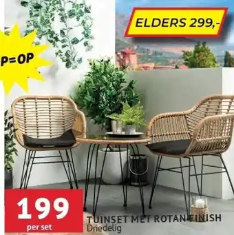 Loods 3 Tuinset met rotan finish driedelig aanbieding