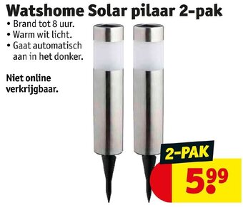 Kruidvat Watshome Solar Pilaar 2-Pak aanbieding