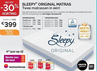 Sleepy® original matras twee matrassen in één!