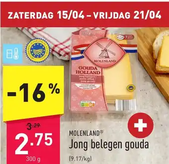 ALDI Molenland jong belegen gouda 300g aanbieding