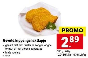 Lidl Gevuld kippengehaktlapje aanbieding