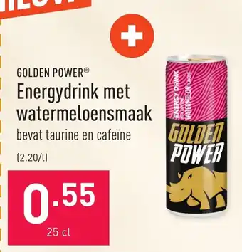 ALDI Golden power energydrink met watermeloensmaak 25cl aanbieding