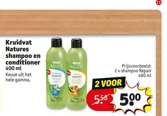 Kruidvat Kruidvat Natures Shampoo En Conditioner 400 Ml aanbieding