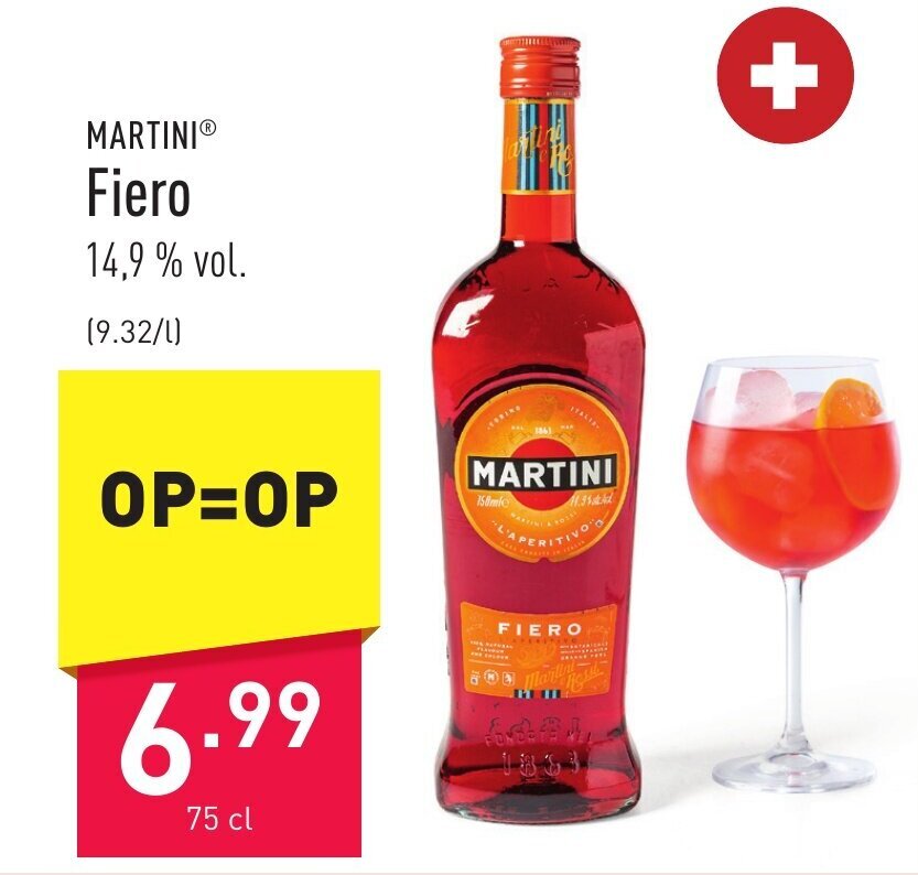 Martini fiero 14,9 vol. 75cl promotie bij ALDI