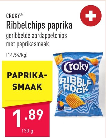 ALDI Croky ribbelchips paprika 130g aanbieding