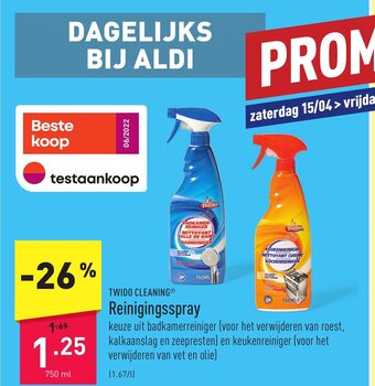ALDI Twido cleaning reinigingsspray 750ml aanbieding