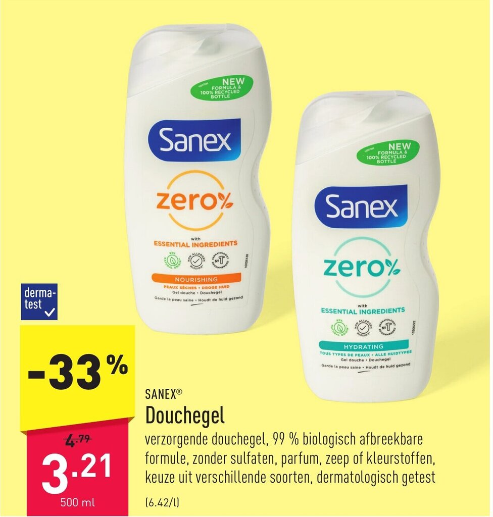 Sanex douchegel 500ml promotie bij ALDI