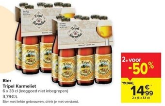 Carrefour Tripel karmeliet bier 6 x 33cl aanbieding
