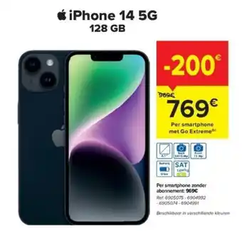 Carrefour Iphone 14 5G 128gb ref. . 6905075-6904992-6905074-6904991 aanbieding