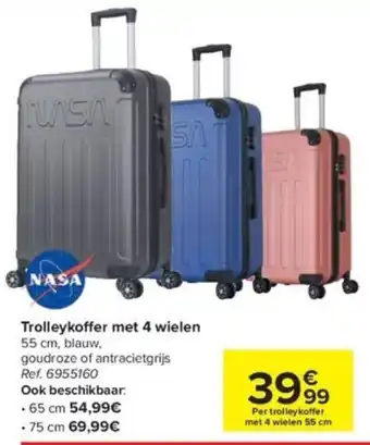 Carrefour Trolleykoffer met 4 wielen 55cm ref. 6955160 aanbieding