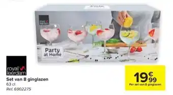 Carrefour Royal leerdam set van 8 ginglazen 63cl ref. 6902275 aanbieding