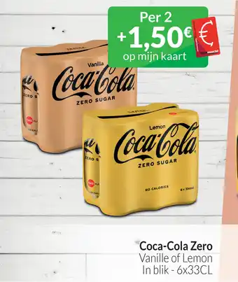 Intermarché Coca-cola zero vanille of lemon in blik- 6 x 33cl aanbieding