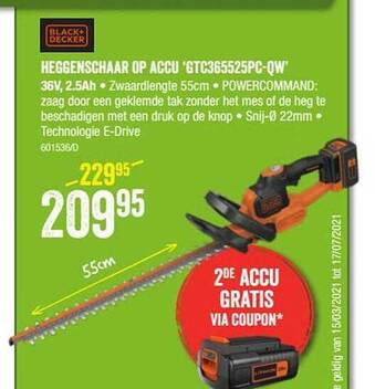 HandyHome Black+decker Heggenschaar Op Accu Gtc365525pc-qw aanbieding