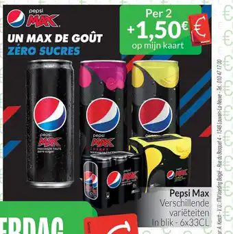 Intermarché Pepsi max verschillende varieteiten 6 x 33cl aanbieding