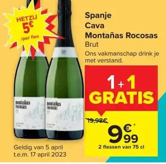Carrefour Market Cava Montanas Rocosas Brut 2 Flessen van 75cl aanbieding