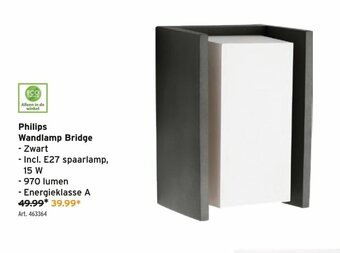 GAMMA Philips Wandlamp Bridge aanbieding