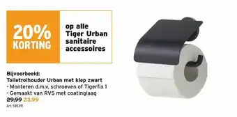 GAMMA Bijv. Toiletrolhouder Urban met klep zwart aanbieding