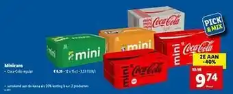 Lidl Minicans coca-cola regular aanbieding
