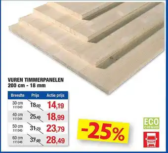 Vuren Timmerpanelen 30cm