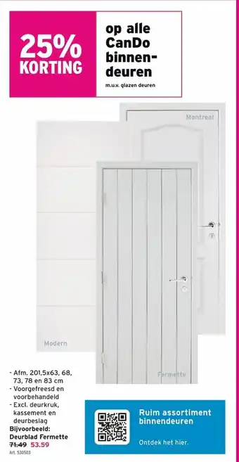 GAMMA Bij. Deurblad Fermette aanbieding