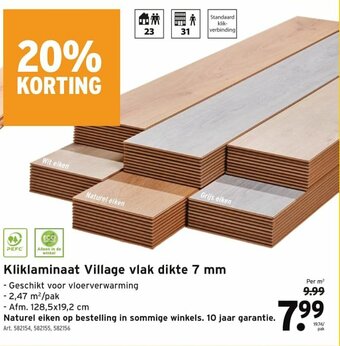 GAMMA Kliklaminaat Village vlak dikte 7 mm aanbieding