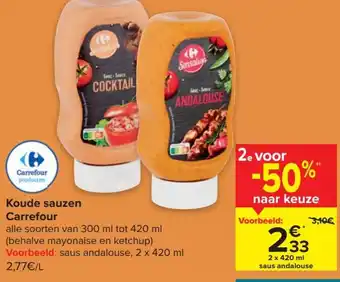 Carrefour Market Koude Sauzen Carrefour 2 x 420ml aanbieding