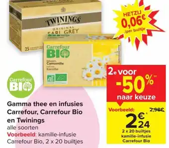 Gamma Thee en Infusies Carrefour , Carrefour Bio en Twinings