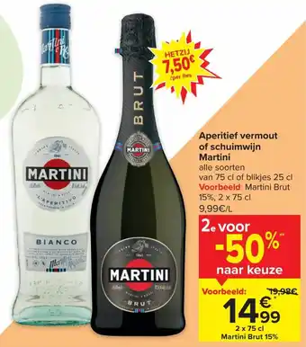 Carrefour Market Aperitief Vermout of Schuimwijn Martini 2 x 75cl aanbieding