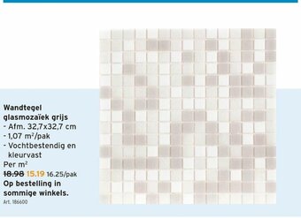 GAMMA Wandtegel glasmozaiek grijs aanbieding