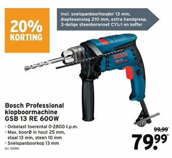 Bosch Professional klopboormachine GSB 13 RE 600W