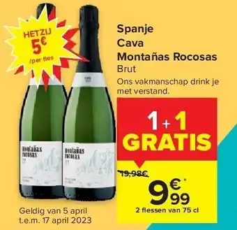 Carrefour Spanje cava montañas rocosas brut aanbieding