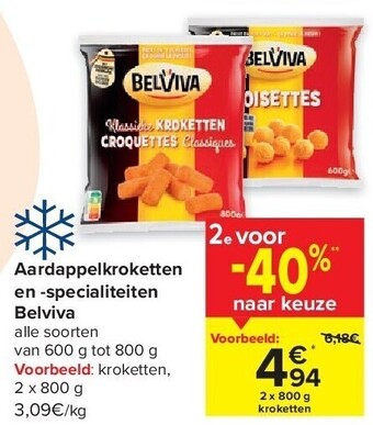 Carrefour Aardappelkroketten en -specialiteiten belviva aanbieding