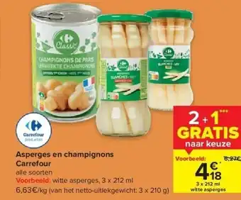 Carrefour Asperges en champignons aanbieding