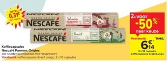 Carrefour Koffi ecapsules nescafé farmers origins aanbieding