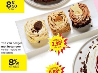Carrefour Trio van nestjes met boterroom aanbieding