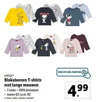 Lidl Biokatoenen t-shirts met lange mouwen aanbieding