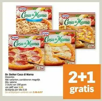 Albert Heijn Dr. oetker casa di mama salame aanbieding