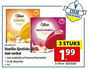 Lidl Vanille-ijssticks met sorbet aanbieding