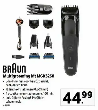 Lidl Braun multigrooming kit mgk5260 aanbieding