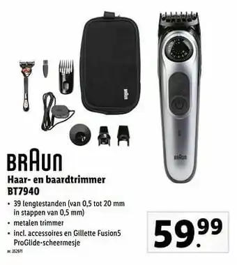 Lidl Braun haar- en baardtrimmer bt7940 aanbieding